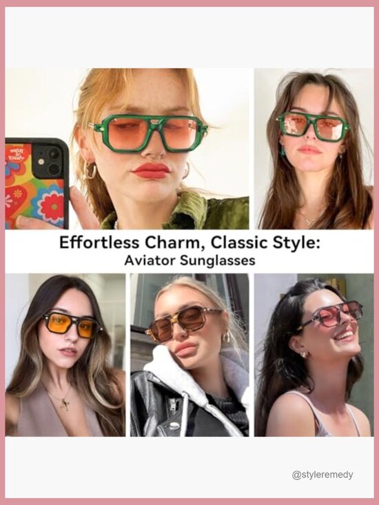 Square Aviator Sunglasses with UV Protection, Plastic Frame